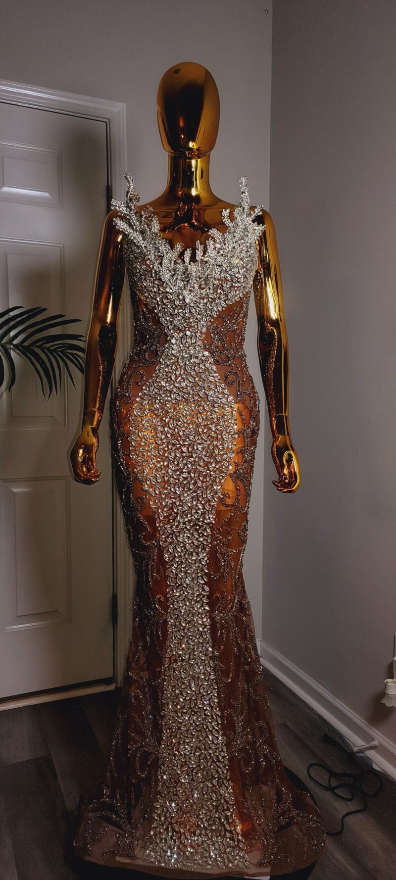 Silver luxury beaded dress