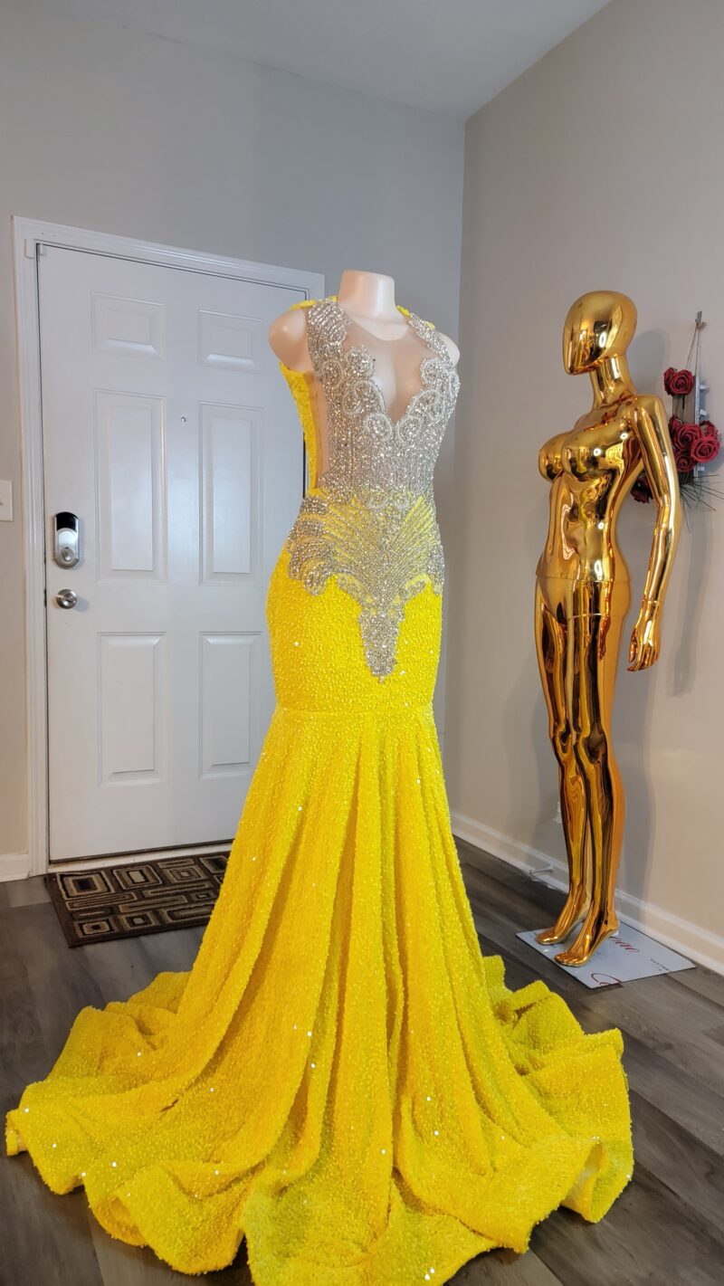 Yellow and silver dress