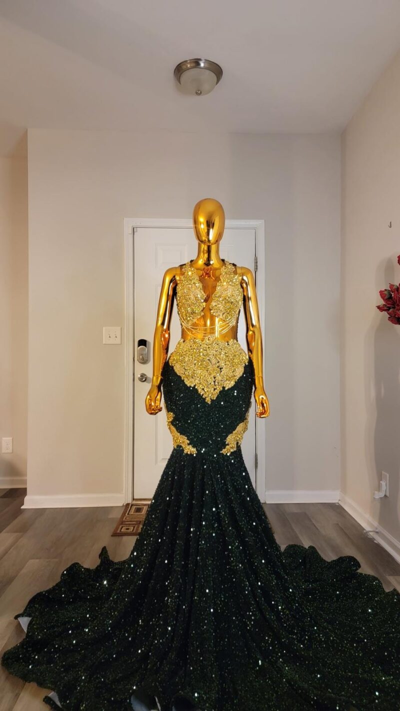 Green and gold dress